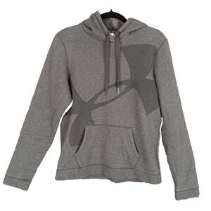 Under Armour Hoodie Pullover Men's‎ Medium Gray Big Logo Allseason Gear Cotton